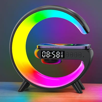Smart Table Lamp with Wireless Charger, App Control,Sunrise WakeUp Light, RGB Lamp, Clock, Alarm, Mini Bluetooth Speaker, Dimmable Night Light Lamp Alarm Clock G63_img_1