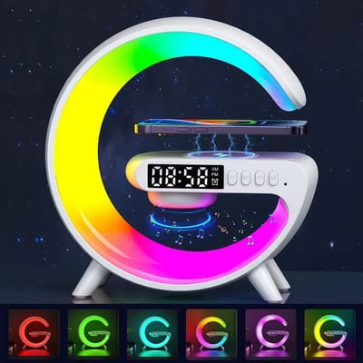 Smart Table Lamp with Wireless Charger, App Control,Sunrise WakeUp Light, RGB Lamp, Clock, Alarm, Mini Bluetooth Speaker, Dimmable Night Light Lamp Alarm Clock G63_img_0