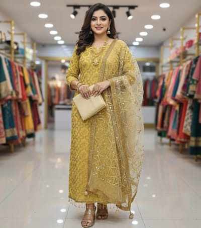 রেডিমেড জর্জেট এমব্রয়ডারি পার্টি ড্রেস_img_0