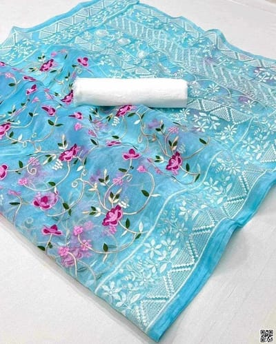 Muslin silk screen print saree_img_1