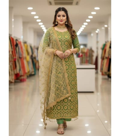 রেডিমেড জর্জেট এমব্রয়ডারি পার্টি ড্রেস_img_1