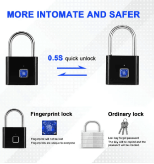 Mini Keyless Smart Security Lock Fingerprint Padlock For Cabinet Box Waterproof Fingerprint Padlock_img_1