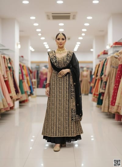 সেমি-স্টিচড জর্জেট পার্টি ড্রেস_img_3